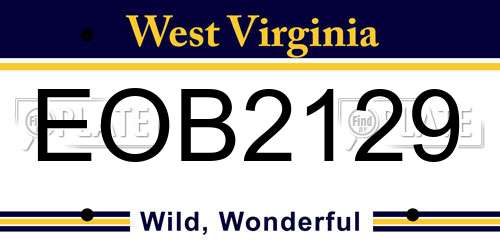 EOB2129 West Virginia License Plate