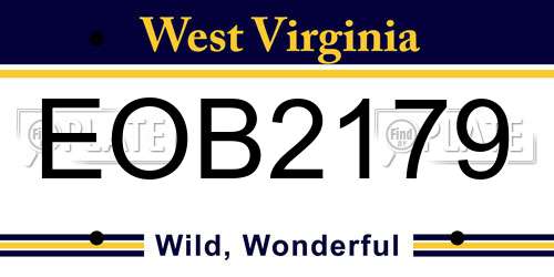 EOB2179 West Virginia License Plate