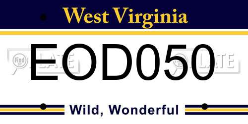 EOD050 West Virginia License Plate