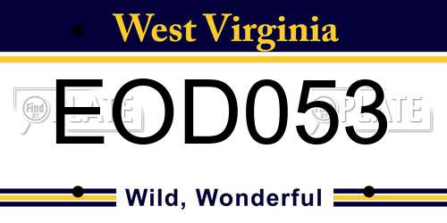 EOD053 West Virginia License Plate