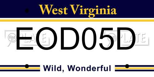 EOD05D West Virginia License Plate
