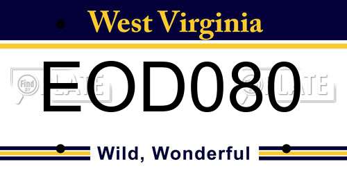 EOD080 West Virginia License Plate