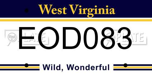EOD083 West Virginia License Plate