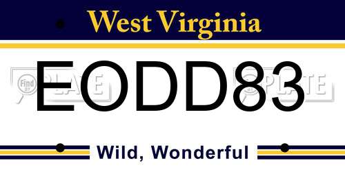 EODD83 West Virginia License Plate