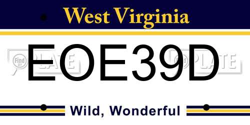 EOE39D West Virginia License Plate