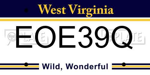EOE39Q West Virginia License Plate