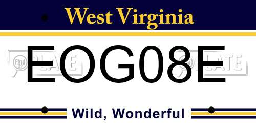 EOG08E West Virginia License Plate