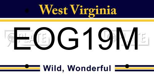 EOG19M West Virginia License Plate