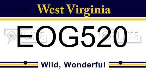 EOG520 West Virginia License Plate