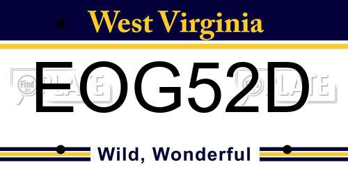 EOG52D West Virginia License Plate