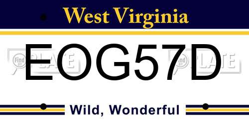 EOG57D West Virginia License Plate