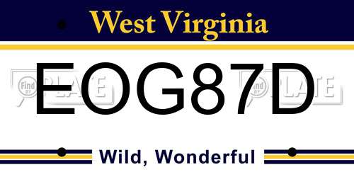 EOG87D West Virginia License Plate