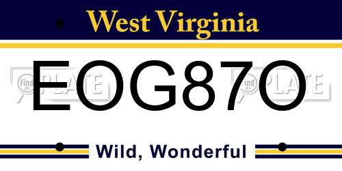 EOG87O West Virginia License Plate