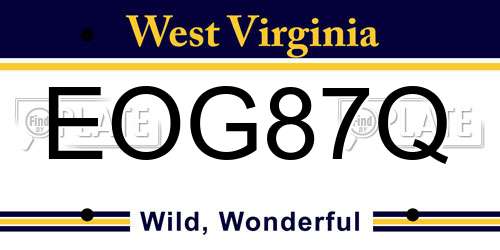 EOG87Q West Virginia License Plate