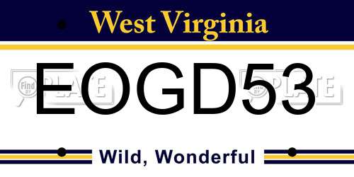 EOGD53 West Virginia License Plate