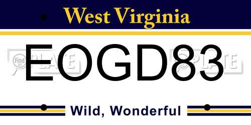 EOGD83 West Virginia License Plate