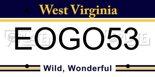 EOGO53 West Virginia License Plate