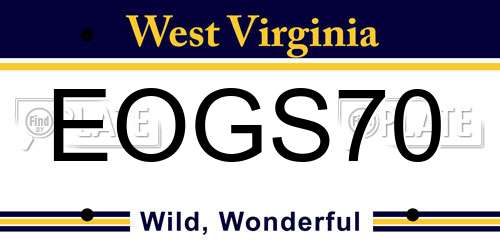 EOGS70 West Virginia License Plate