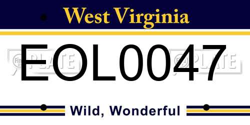 EOL0047 West Virginia License Plate