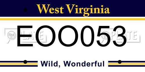 EOO053 West Virginia License Plate