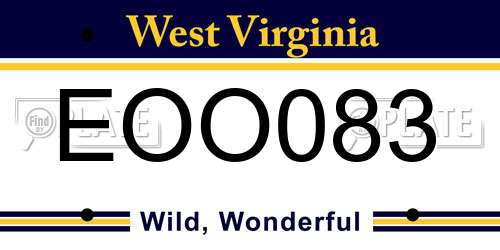 EOO083 West Virginia License Plate