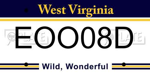 EOO08D West Virginia License Plate