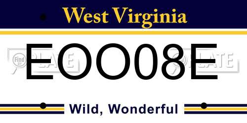 EOO08E West Virginia License Plate