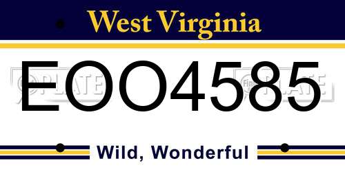 EOO4585 West Virginia License Plate
