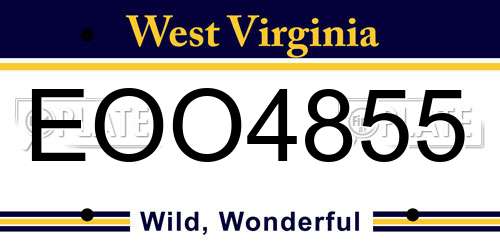 EOO4855 West Virginia License Plate