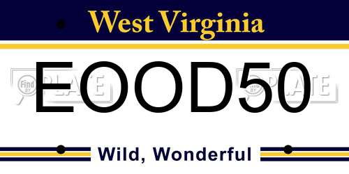 EOOD50 West Virginia License Plate