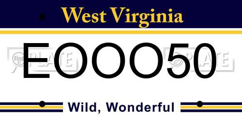 EOOO50 West Virginia License Plate