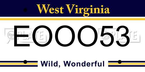 EOOO53 West Virginia License Plate