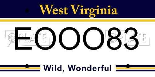EOOO83 West Virginia License Plate