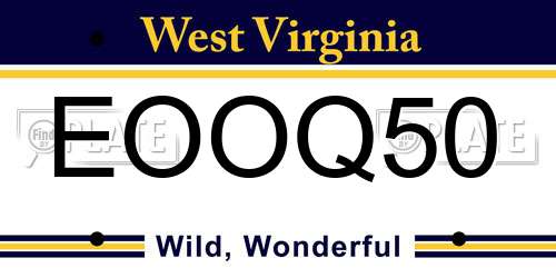 EOOQ50 West Virginia License Plate