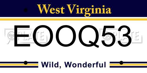 EOOQ53 West Virginia License Plate