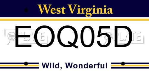 EOQ05D West Virginia License Plate