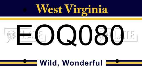 EOQ080 West Virginia License Plate