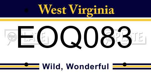EOQ083 West Virginia License Plate