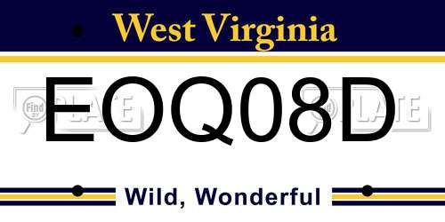 EOQ08D West Virginia License Plate