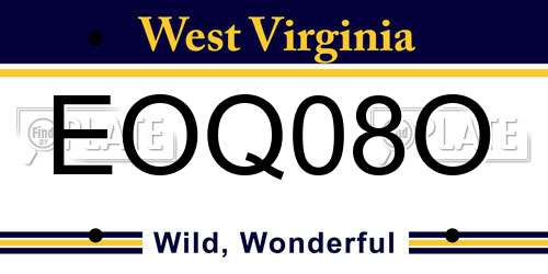 EOQ08O West Virginia License Plate