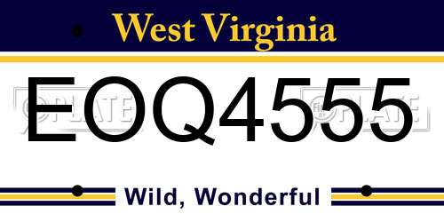 EOQ4555 West Virginia License Plate