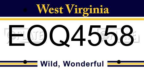 EOQ4558 West Virginia License Plate