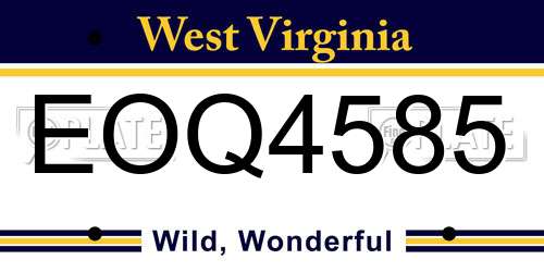 EOQ4585 West Virginia License Plate