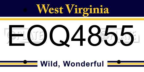 EOQ4855 West Virginia License Plate