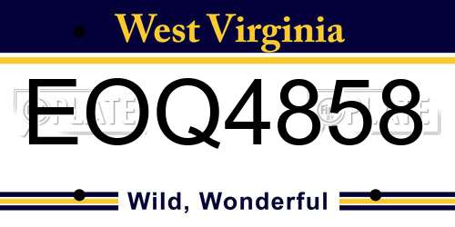 EOQ4858 West Virginia License Plate