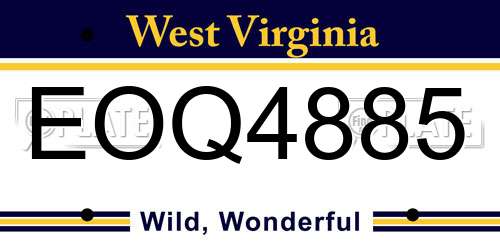 EOQ4885 West Virginia License Plate