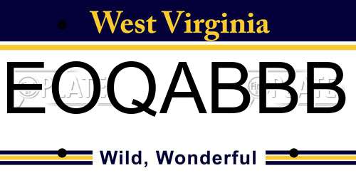 EOQABBB West Virginia License Plate