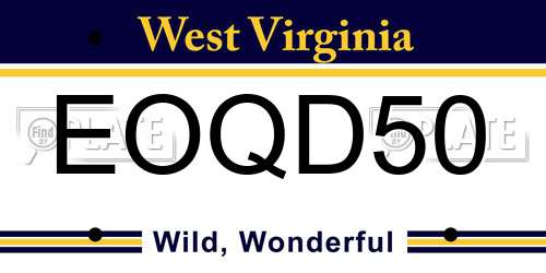 EOQD50 West Virginia License Plate