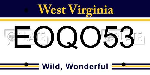 EOQO53 West Virginia License Plate
