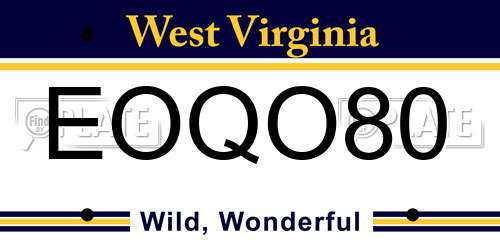 EOQO80 West Virginia License Plate